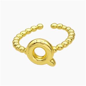 Copper Letter-Q Rings Gold Plated, approx 8-10mm, 18mm dia [FN47967]