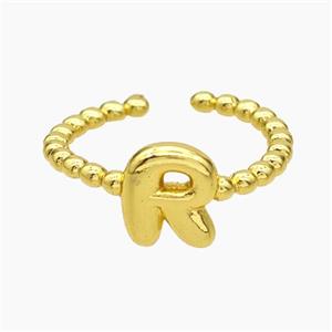 Copper Letter-R Rings Gold Plated, approx 8-10mm, 18mm dia [FN47968]