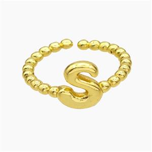 Copper Letter-S Rings Gold Plated, approx 8-10mm, 18mm dia [FN47969]