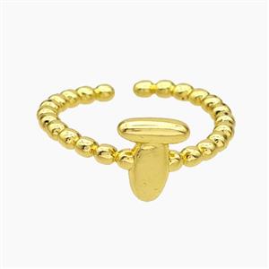 Copper Letter-T Rings Gold Plated, approx 8-10mm, 18mm dia [FN47970]