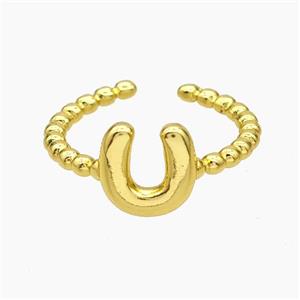 Copper Letter-U Rings Gold Plated, approx 8-10mm, 18mm dia [FN47971]