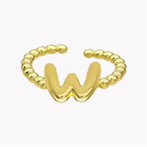 Copper Letter-W Rings Gold Plated, approx 8-10mm, 18mm dia [FN47973]