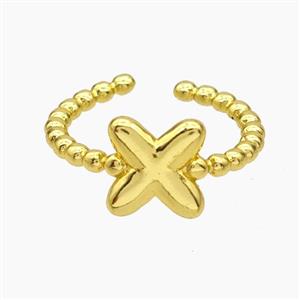 Copper Letter-X Rings Gold Plated, approx 8-10mm, 18mm dia [FN47974]