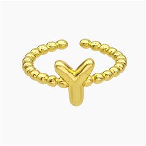 Copper Letter-Y Rings Gold Plated, approx 8-10mm, 18mm dia [FN47975]