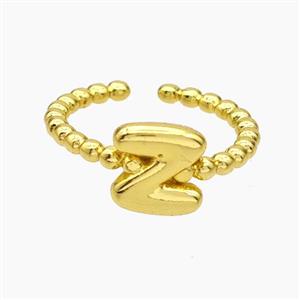 Copper Letter-Z Rings Gold Plated, approx 8-10mm, 18mm dia [FN47976]