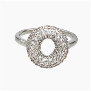 Copper Letter-O Rings Micropave Zirconia Platinum Plated, approx 9-14mm, 18mm dia [FN47991]