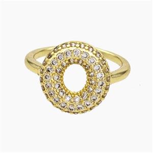 Copper Letter-O Rings Micropave Zirconia Gold Plated, approx 9-14mm, 18mm dia [FN48017]