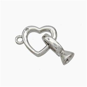 Copper Clasp Cord-End Heart Platinum Plated, approx 11.5mm, 5-12mm [FN48031]