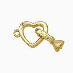 Copper Clasp Cord-End Heart Gold Plated, approx 11.5mm, 5-12mm [FN48032]