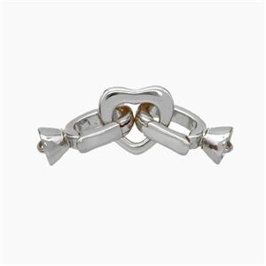 Copper Clasp Cord-End Heart Platinum Plated, approx 9mm, 5-12mm [FN48033]