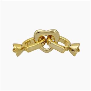 Copper Clasp Cord-End Heart Gold Plated, approx 9mm, 5-12mm [FN48034]