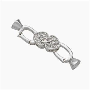 Copper Clasp Pave Zirconia Cord-End Heart Platinum Plated, approx 5-10mm, 5-12mm [FN48035]