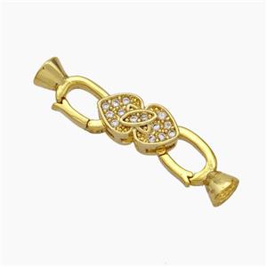 Copper Clasp Pave Zirconia Cord-End Heart Gold Plated, approx 5-10mm, 5-12mm [FN48036]
