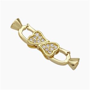 Copper Clasp Pave Zirconia Cord-End Heart Gold Plated, approx 5-10mm, 5-12mm [FN48040]