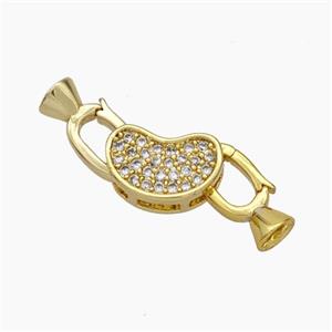 Copper Clasp Pave Zirconia Cord-End Gold Plated, approx 6.5-10mm, 5-12mm [FN48046]