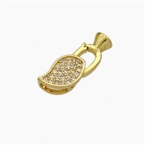 Copper Clasp Pave Zirconia Cord-End Leaf Gold Plated, approx 6-10mm, 5-12mm [FN48047]