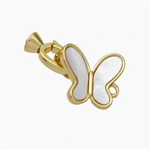 Copper Clasp Pave Shell Cord-End Butterfly Gold Plated, approx 13-15mm, 5-12mm [FN48050]