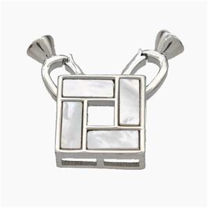Copper Clasp Pave Shell Cord-End Platinum Plated, approx 18mm, 5-12mm [FN48056]
