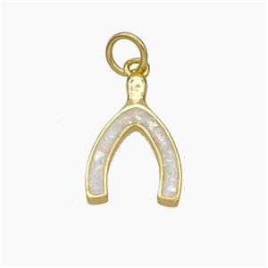 Copper Horseshoe Pendant Pave Fire Opal 18K Gold Plated, approx 10.5-16mm [FN48058]