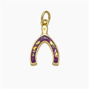 Copper Horseshoe Pendant Pave Red Fire Opal 18K Gold Plated, approx 10.5-16mm [FN48061]