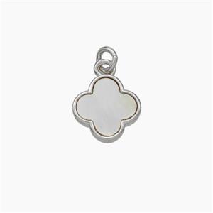 Copper Clover Pendant Pave Shell Platinum Plated, approx 8.8mm [FN48103]