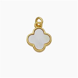 Copper Clover Pendant Pave Shell Gold Plated, approx 8.8mm [FN48104]