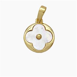 Copper Clover Pendant Pave Shell Gold Plated, approx 12mm [FN48110]