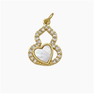 Copper Gourd Pendant Pave Shell Zirconia Gold Plated, approx 10-14mm [FN48112]