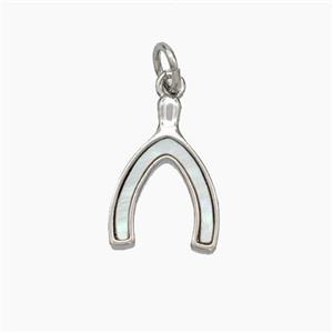 Copper Horseshoe Pendant Pave Shell Platinum Plated, approx 10-15mm [FN48114]