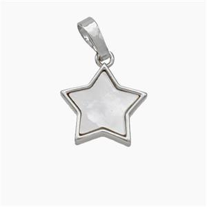 Copper Star Pendant Pave Shell Platinum Plated, approx 13mm [FN48120]