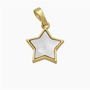 Copper Star Pendant Pave Shell Gold Plated, approx 13mm [FN48121]
