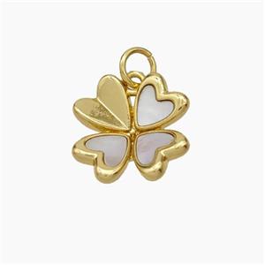 Copper Clover Pendant Pave Shell Gold PLated, approx 15mm [FN48127]