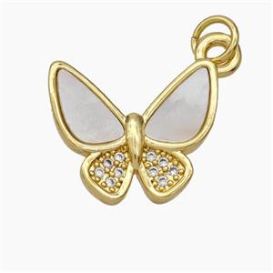 Copper Butterfly Pendant Pave Shell Zirconia Gold Plated, approx 13-16mm [FN48132]