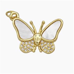 Copper Butterfly Pendant Pave Shell Zirconia Gold Plated, approx 14-20mm [FN48133]