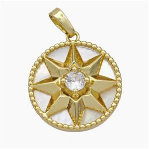 Copper Star Pendant Pave Shell Zirconia 18K Gold Pated, approx 19.5mm [FN48183]