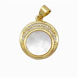 Copper Sun Pendant Pave Shell Zirconia 18K Gold Plated, approx 16mm [FN48204]