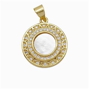 Copper Sun Pendant Pave Shell Zirconia 18K Gold Plated, approx 16mm [FN48205]