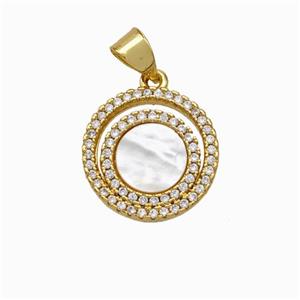 Copper Sun Pendant Pave Shell Zirconia 18K Gold Plated, approx 14.5mm [FN48208]