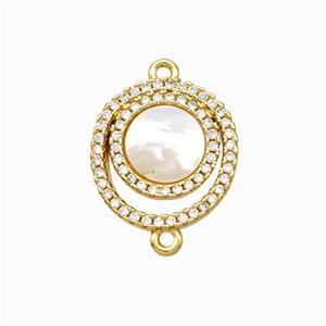 Copper Sun Connector Pave Shell Zirconia 18K Gold Plated, approx 14.5mm [FN48209]