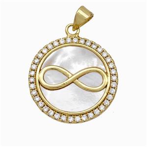 Copper Infinity Pendant Pave Shell Zirconia 18K Gold Plated, approx 22mm [FN48214]