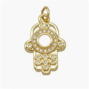 Copper Hand Pendant Pave Shell Zirconia 18K Gold Plated, approx 14-18mm [FN48239]