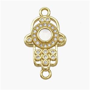 Copper Hand Connector Pave Shell Zirconia 18K Gold Plated, approx 14-18mm [FN48240]