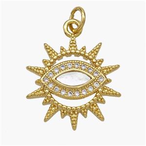 Copper Eye Pendant Pave Shell Zirconia 18K Gold Plated, approx 17-18mm [FN48247]
