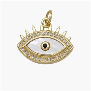 Copper Eye Pendant Pave Shell Zirconia 18K Gold Plated, approx 17-18mm [FN48248]