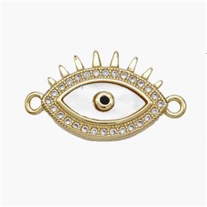 Copper Eye Connector Pave Shell Zirconia 18K Gold Plated, approx 13.5-18mm [FN48249]