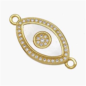 Copper Eye Connector Pave Shell Zirconia 18K Gold Plated, approx 13-20mm [FN48251]