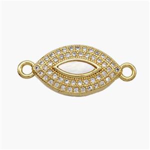 Copper Eye Connector Pave Shell Zirconia 18K Gold Plated, approx 10-18mm [FN48252]