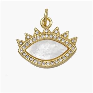 Copper Eye Pendant Pave Shell Zirconia 18K Gold Plated, approx 12.5-18mm [FN48253]