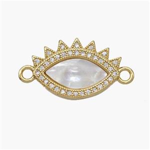 Copper Eye Connector Pave Shell Zirconia 18K Gold Plated, approx 12.5-18mm [FN48254]