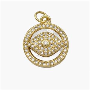 Copper Eye Pendant Pave Shell Zirconia 18K Gold Plated, approx 16mm [FN48257]